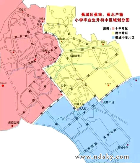 宁德蕉城区蕉南、蕉北户籍小学毕业生升初中区域划分图
